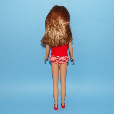 1960s Barbie Straight Leg SKIPPER Doll Light Brown Hair Original Swimsuit Clean