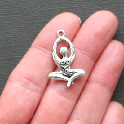 3 Yoga Charms Antique Silver Tone 2 Sided Elegant and Beautiful - SC2474
