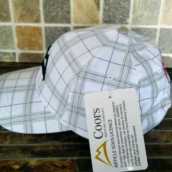 Coors Light Superb White Cap, Hat, Plaid. One Size. (Last One available)
