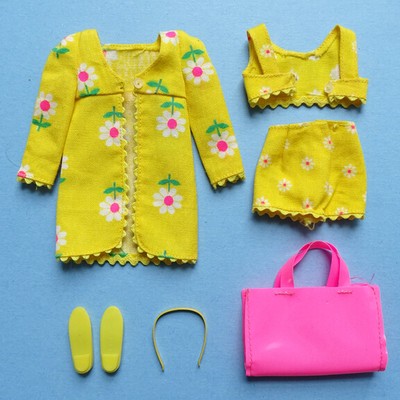 1967 Skipper Doll Beachy Peachy Outfit #1938 Complete VHTF Yellow Metal Headband