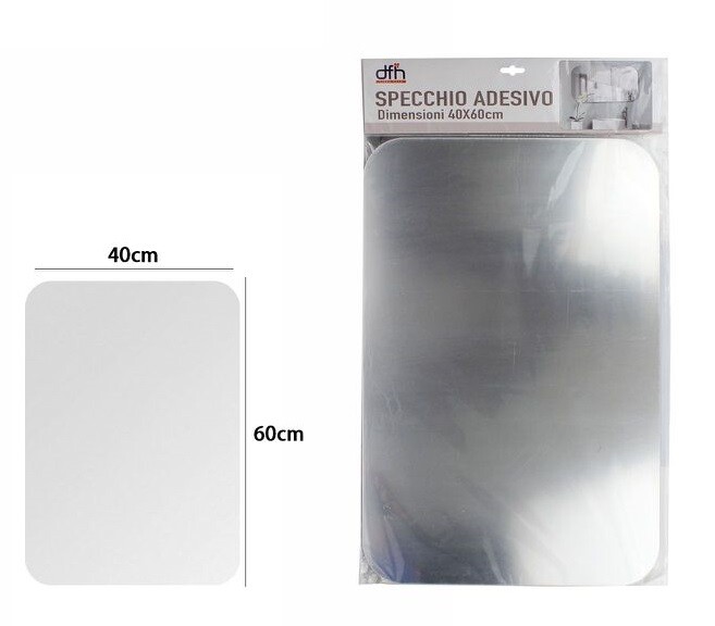 Specchio Adesivo Forma Rettangolare Adesiva Murale Arredamento Casa 40x60cm dfh