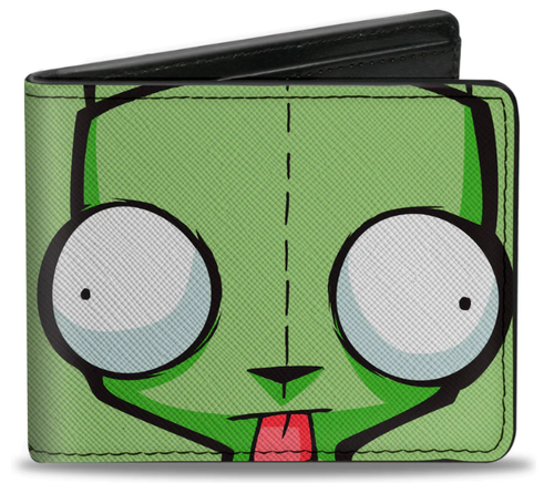 INVADER ZIM GIR FACE CLOSE-UP GREENS BI-FOLD WALLET