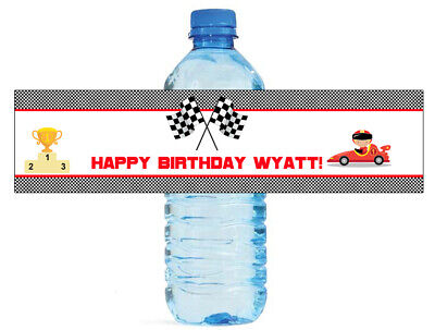 100 Race Car Kids Party Water Bottle labels Birthday Decor P