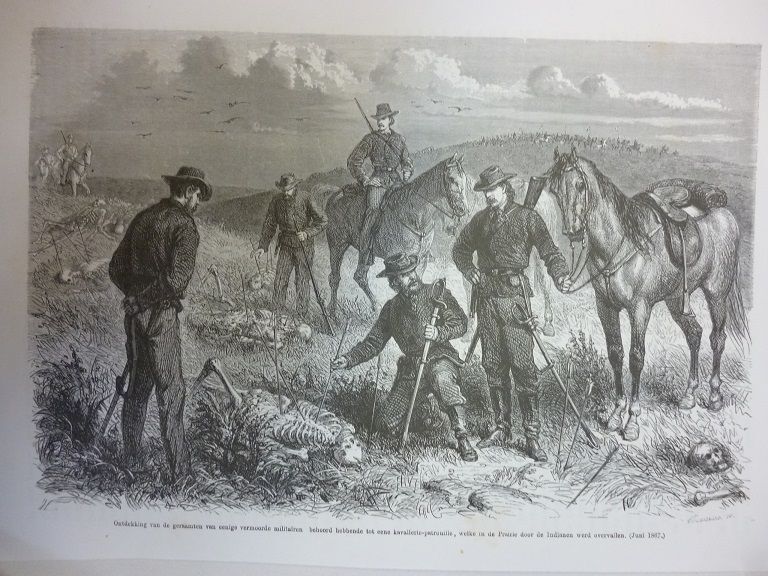 Orig. Holzstich - Indianer - Ontdekking Van De Geraamten Van Eenige Vermoorde Mi