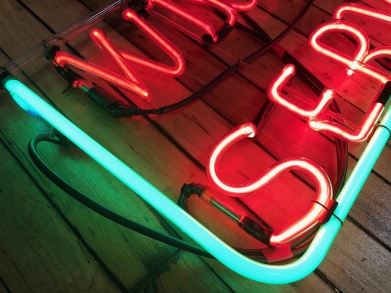 Neon Sign Window Service Fully Working from Family Restaurant, circa 1940s