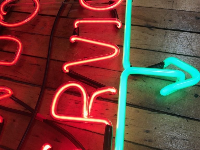 Neon Sign Window Service Fully Working from Family Restaurant, circa 1940s