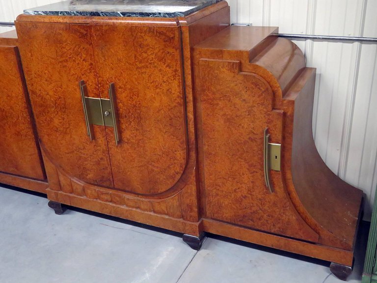 Camard Jules Leleu Style Art Deco Marble-Top Sideboard
