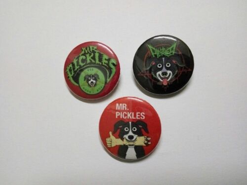 3 X Mr Pickles buttons (25mm, badges,pins,heavy metal, animation, horror)