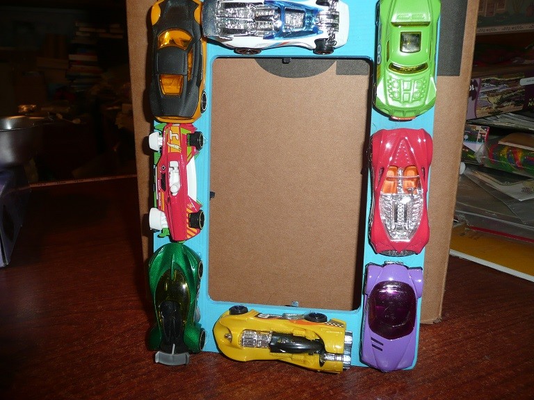 Toy Race Car Little Boys Painted Wood Picture Frame