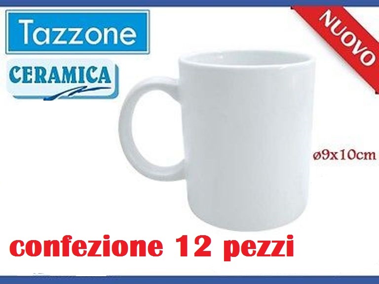 Set 12 Pezzi Tazza Tazzone Porcellana Bianca Latte Colazione moc