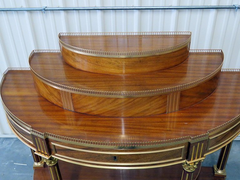Pair of Russian Regency Style Demilune Consoles