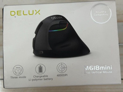 DELUX Rechargeable Bluetooth 4000DPI Ergonomic Vertical 2.4G Wireless Mouse PC