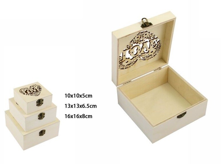 Set 3 Scatole In Legno Decoupage Portagioie Incise Scatola Cofanetto 74012a dfh