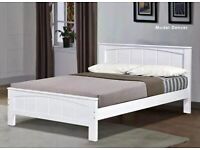 Get it Today Double & King Size Solid Wooden Bed White with Optional Mattress Color Quick Delivery