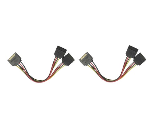 2X 15 Pin Sata Male to 2 Sata Female Power Splitter Y Cable for HDD 20cm Moth...