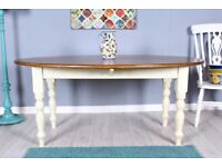 DELIVERY OPTIONS - 6 FT SHABBY CHIC PINE KITCHEN TABLE TURNED LEGS SEATS UP TO 8