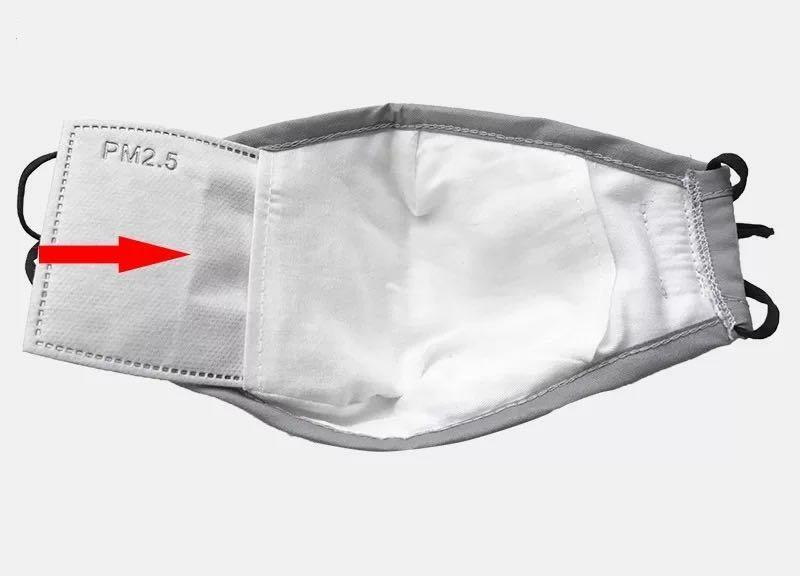 2 Reusable Washable Cotton Cloth Face Mask with Valve / Pocket + 4 PM2.5 Filters