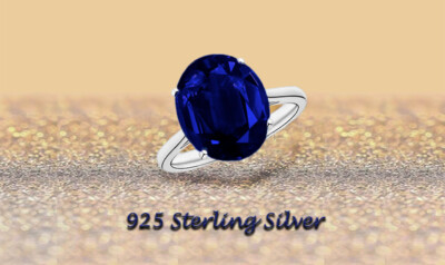 5.00 CTTW Lab Created Sapphire Oval Cut 925 Sterling Silver Ring Sizes 6-9