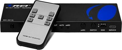 OREI 8K eARC HDMI 2.1 Switch 4x1, Switcher with Audio Extractor UltraHD Supports