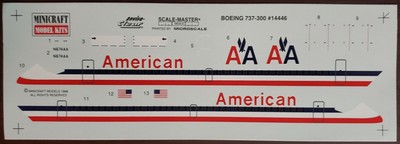 1/144 MINICRAFT DECAL AMERICAN AIRLINES BOEING 737-300 14446 1