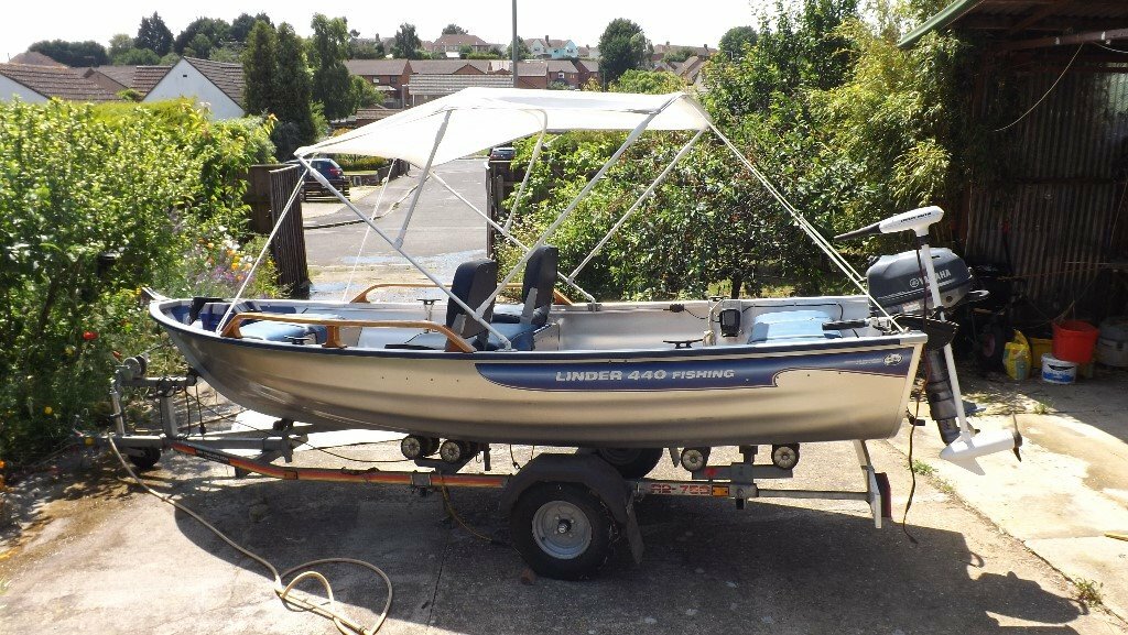 LINDER 440 ALUMINIUM FISHING BOAT WITH OUTBOARD MOTOR, ELECTIC TROLLING