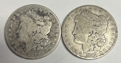 1879-S 1889-O Morgan Silver Dollars, U.S. $1 Coins Set Lot