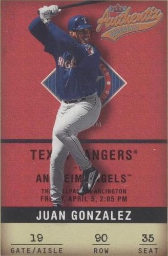 2002 Fleer Authentix - Juan González #90