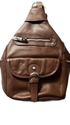 Roma Leathers  Lock/Key Concealed Carry CONVERTIBLE BACKPACK  Brown 7034