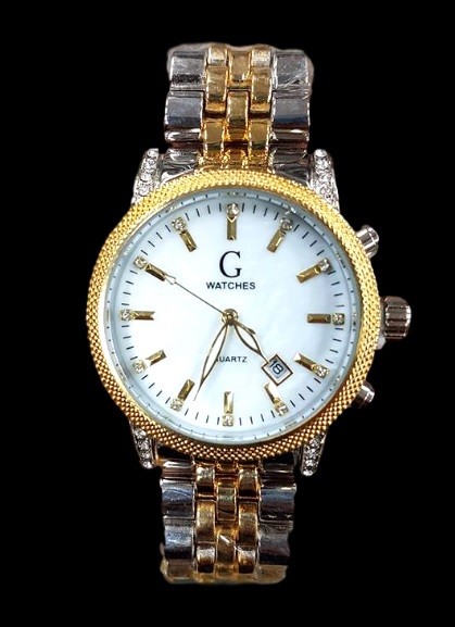 Orologio Polso Donna G Watches Analogico Quarzo Datario Elegante Dorato lac