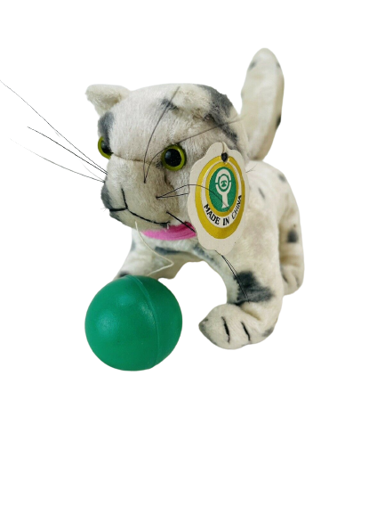 Vintage Wind Up Cat with key Chat Belle Kitty Playing Ball In Original Box