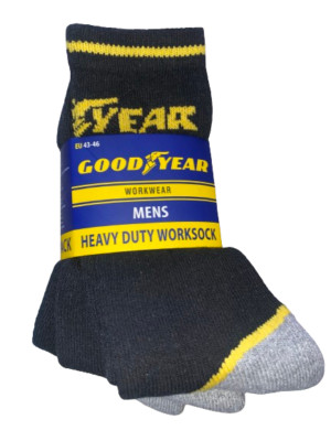 Goodyear 3 Pair Men's Heavy Duty Work Socks EU Size 43-46 (US Approx. 9-11)