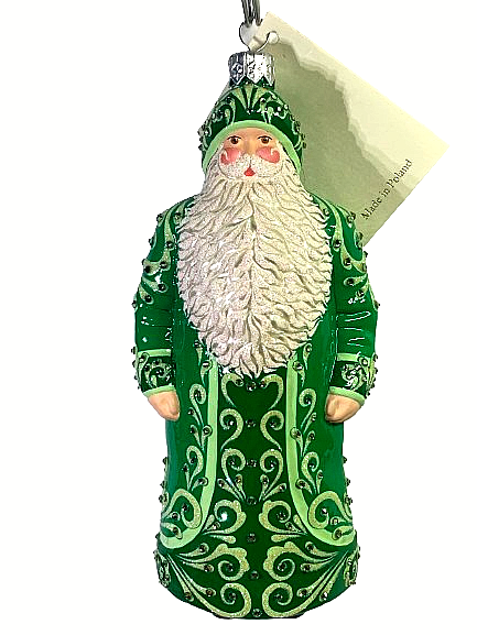 Patricia Breen Florentine Claus Green Jeweled #3331 2013 6.5” Ornate (VR) Tags