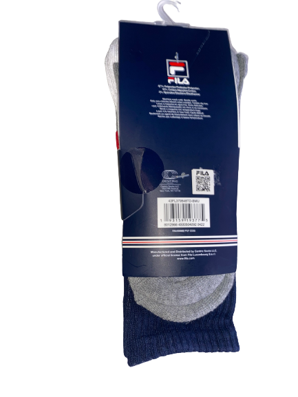 FILA Athletic Division 3 Pair Men's Crew Socks Shoe Size 4-10