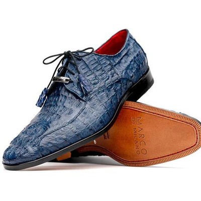 Marco Di Milano ''Apricena'' Genuine Caiman Crocodile Dress Shoes, Navy