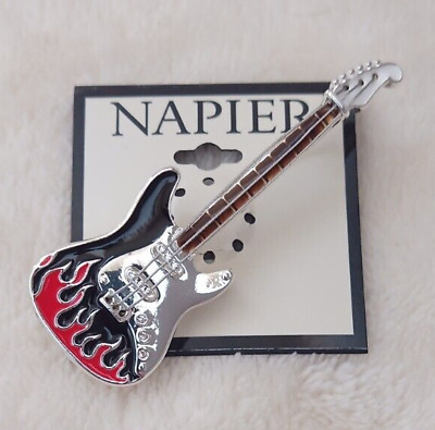 New Napier Sparkling Silver Tone & Crystal Electric Guitar Pin