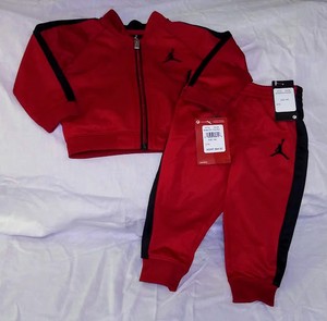 Nwt Nike Air Jordan Baby Boy Track Suit Athletic Warm Up Outfit Set Red Blk M