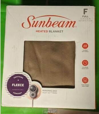 SunBeam Quilted Heated Fleece Heat Electric Blanket Full Mushroom Brown Comfort