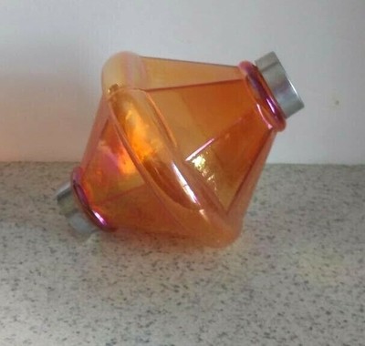 Electra Style Orange Carnival  Glass Lightning Rod Ball Barn Garden Roof Decor