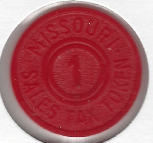 Missouri Sales Tax Token, 1 Mill/Mil (1/10¢), RED Plastic Partial Cent Coin