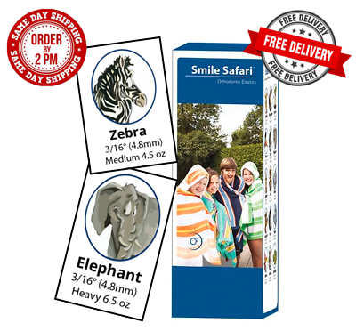 ORTHODONTIC ELASTIC RUBBER BANDS DENTAL TEETH BRACES SMILE SAFARI