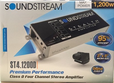 Soundstream ST4.1200D 1200 Watt Compact 4-Channel Motorcycle Car Audio Amplifier