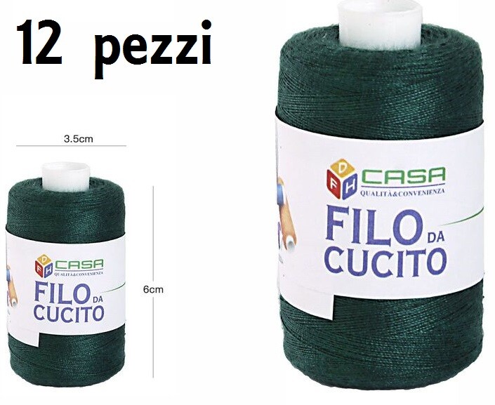 Set 12 Pz Filati Rocchetto Filo Da Cucito Sarto 3,5x6cm Verde 64406-14 dfh
