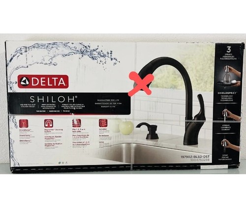 Delta 19790Z-BLSD-DST Shiloh Single-Handle Kitchen Faucet Black. MISSING SPRAYER