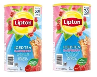 2 PACK Lipton Raspberry Sweetened Ice Tea Mix 5Lb Containers