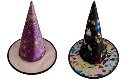 Witch Hat Halloween Kids Spider Bat Pumpkin Fancy Dress Girls Boys Spooky Trick