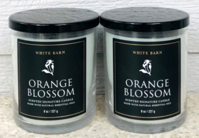 2 White Barn ORANGE BLOSSOM Single Wick Scented Candles 8oz LOT/SET of 2