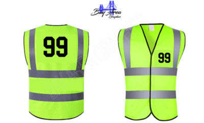 Custom HI-Visibility Safety Vest Your Number # W/Reflective hook & loop closure 