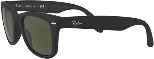 Pre-owned Ray Ban Ray-ban Rb4105 Folding Wayfarer Square Sunglasses Matte Black/g-15 Green
