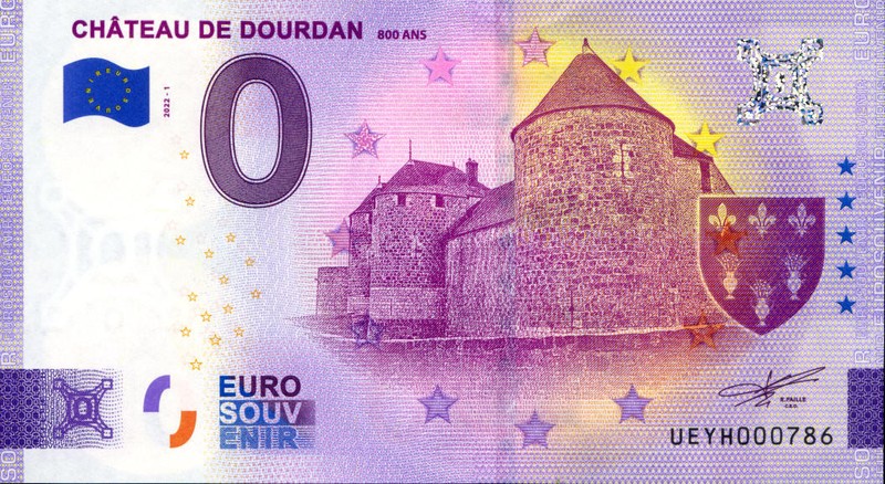 91 Dourdan ChÃ¢Teau, 800 Ans, 2022, Billet Euro Souvenir