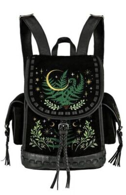 Restyle Herbal Backpack Witchy Stars Moon Fern Leaf Fairy Gothic Cottagecore